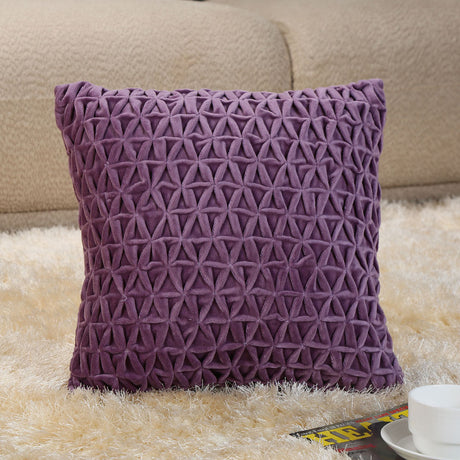 Nilkamal Star Knot Pattern Cotton Velvet 16 X 16 Filled Cushion Purple
