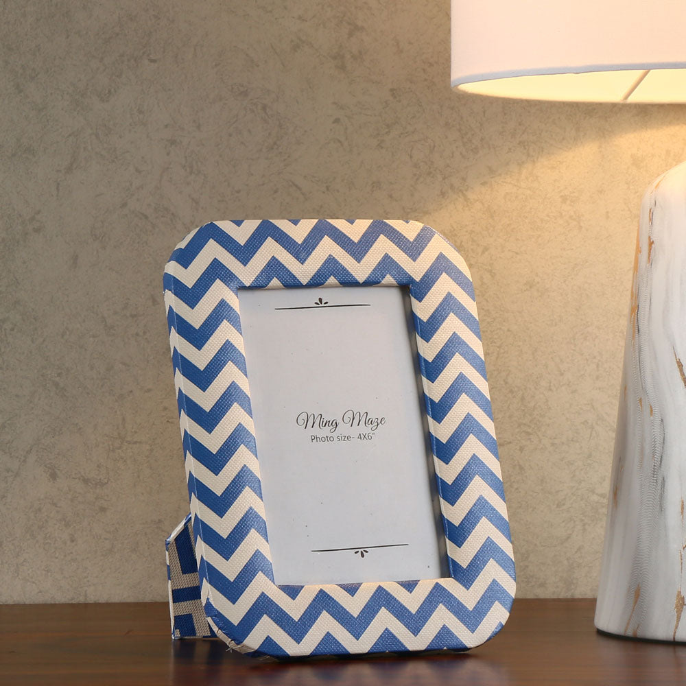 Chevron Design Table Photo Frame (Blue, 4 x 6 Inch)