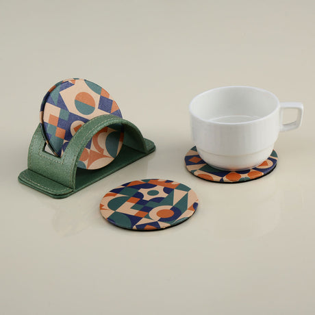 Nilkamal Geometric Round Shaped Coasters Set of 4 (Multicolor)