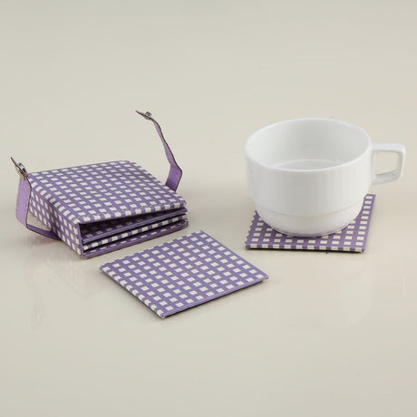 Nilkamal Checkered Design Coasters Set of 4 (Purple)