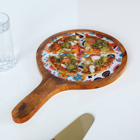 Nilkamal Round Wooden Pizza Platter Brown
