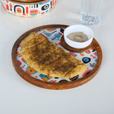 Nilkamal Round Wooden Serving Platter With Bowl Brown