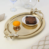 Nilkamal Decorative Oval Metal Serving Tray (Gold)