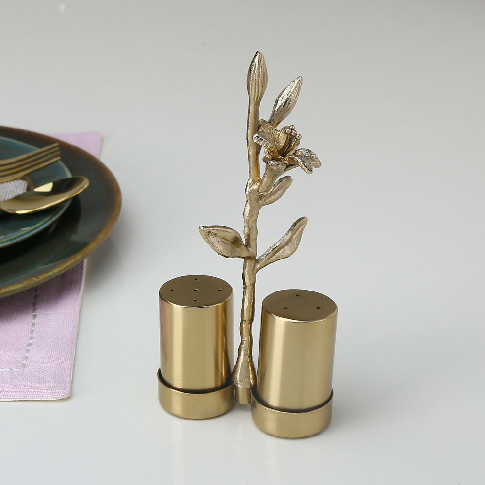 Nilkamal Decorative Salt and Pepper Container Set (Gold)