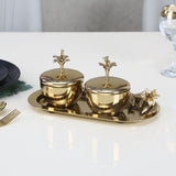 Nilkamal Lily Twigs Twin Bowl Condiment Set With Tray Gold