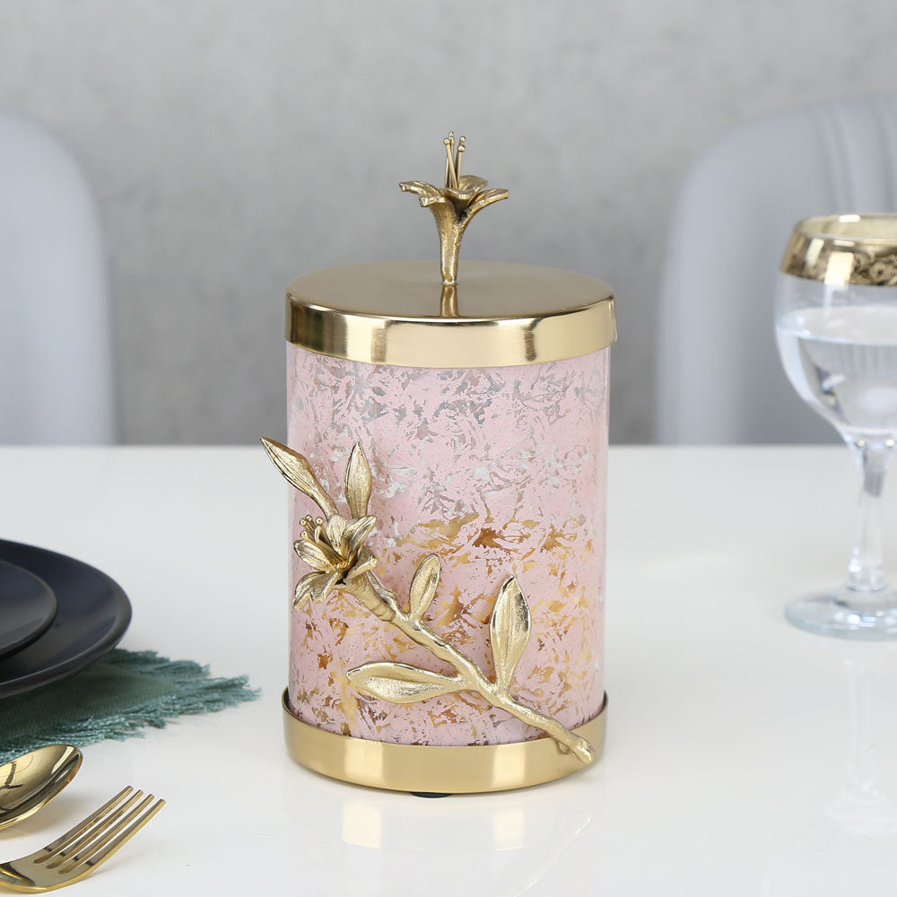 Nilkamal Lily Twigs Cannister Large Pink Gold