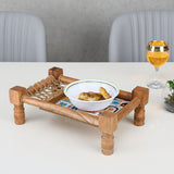 Nilkamal Khatiya Shaped Wooden Serving Platter Brown