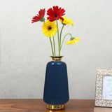 Nilkamal Decorative Ceramic Bottle Vase (Blue & Gold)