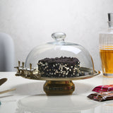 Nilkamal Floral Twigs Cake Serving Stand with Glass Lid (Transparent & Gold)