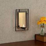 Nilkamal Decorative Rectangular Iron Wall Sconce (Black & Gold)