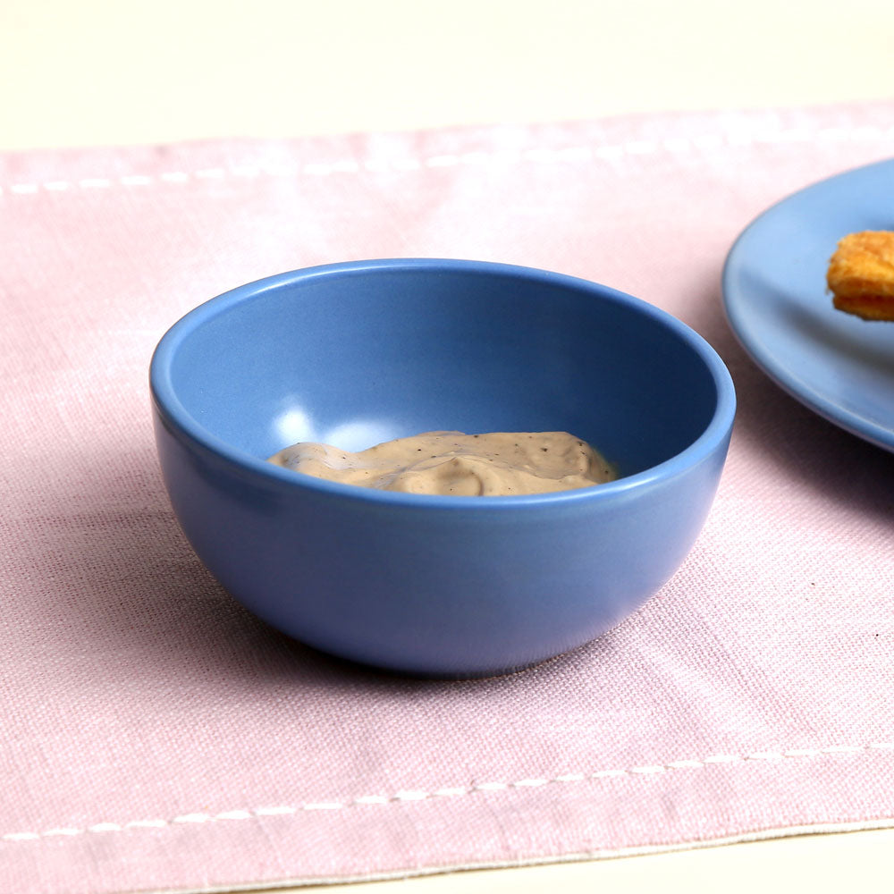 Stoneware Serving Dip Bowl -Blue Matt