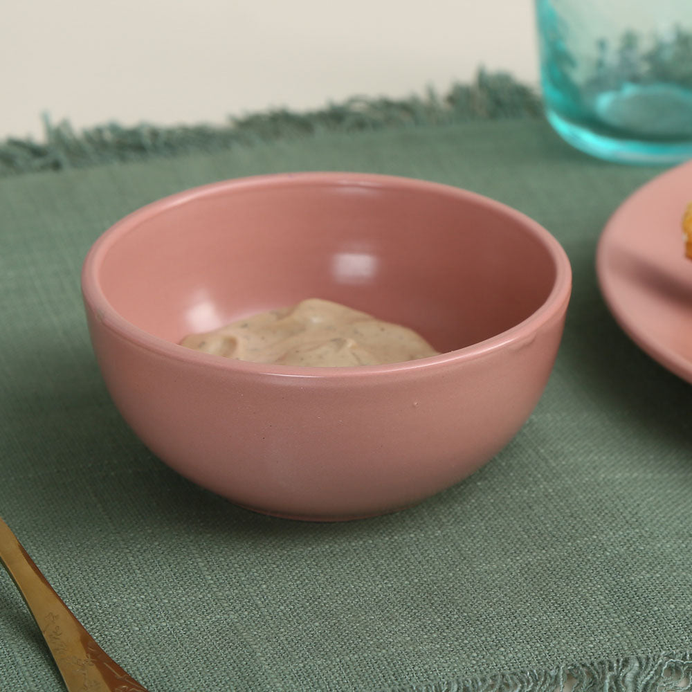Stoneware Serving Dip Bowl - Pink Matt