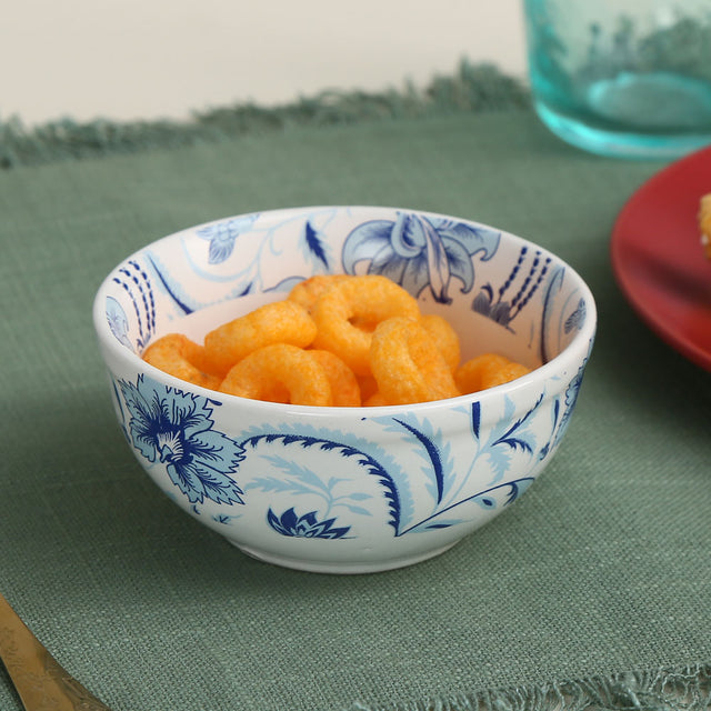 Nilkamal Floral Stoneware Bowl (Blue)