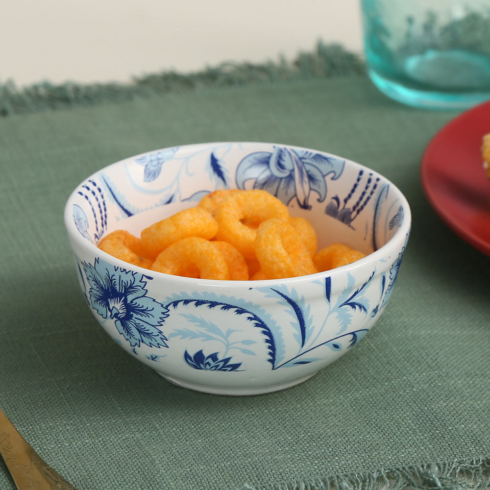 Floral 250 ml Stoneware Serving Bowl- Blue