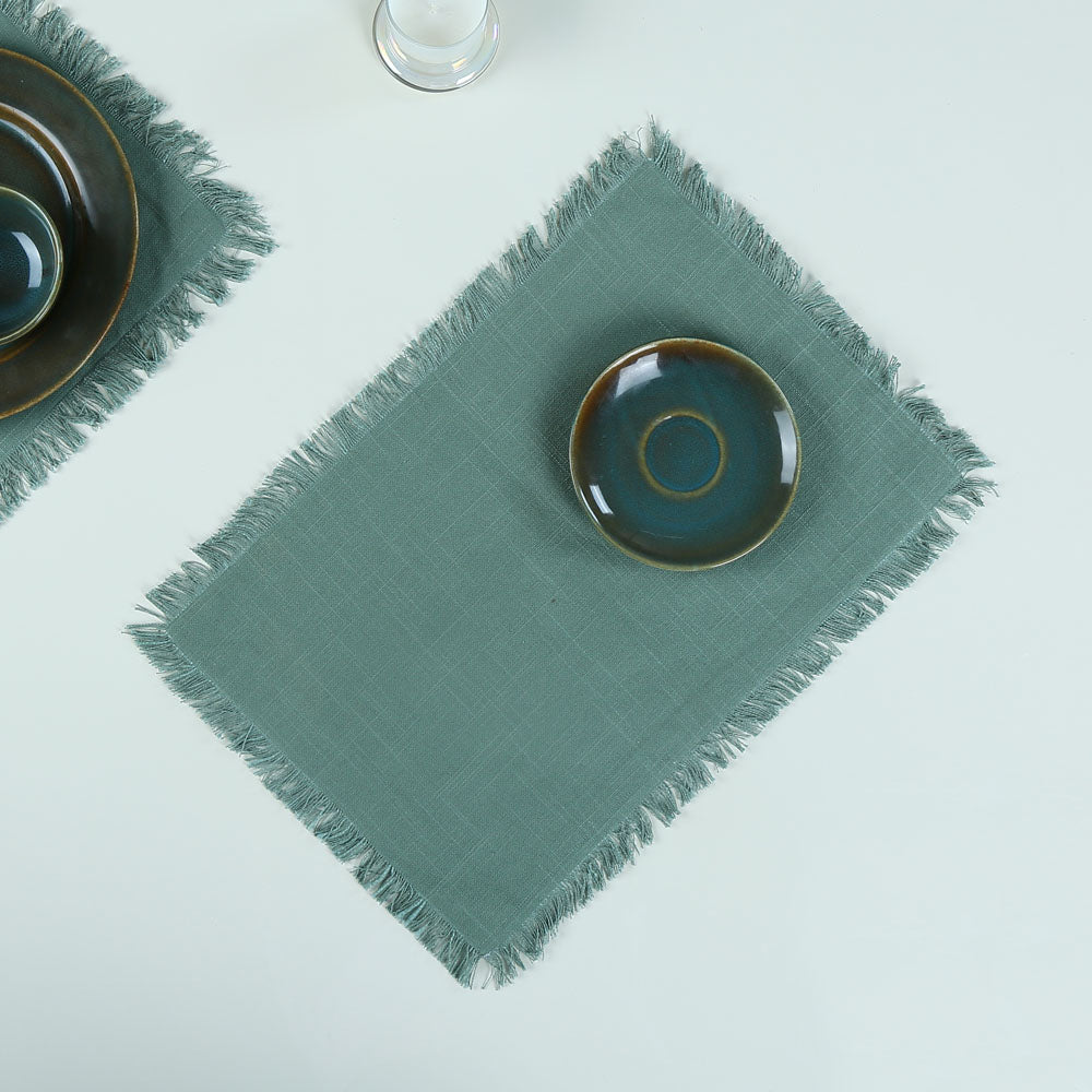 Tassel Edges Cotton Placemat Set of 4 (Green)