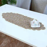 Nilkamal Decorative Floral Beaded Table Runner (90 x 33 cm, Grey & Gold)