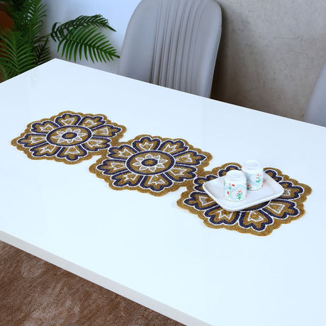 Nilkamal Decorative Floral Beaded Table Runner (90 x 33 cm, Multicolor)