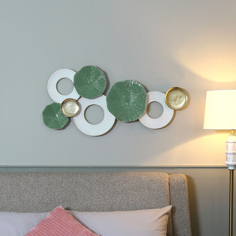 Nilkamal Decorative Circular Rings Iron Wall Decor (Green & White)