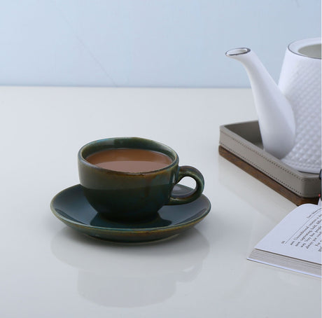Nilkamal Glaze Cup & Saucer Set (Moss Green)