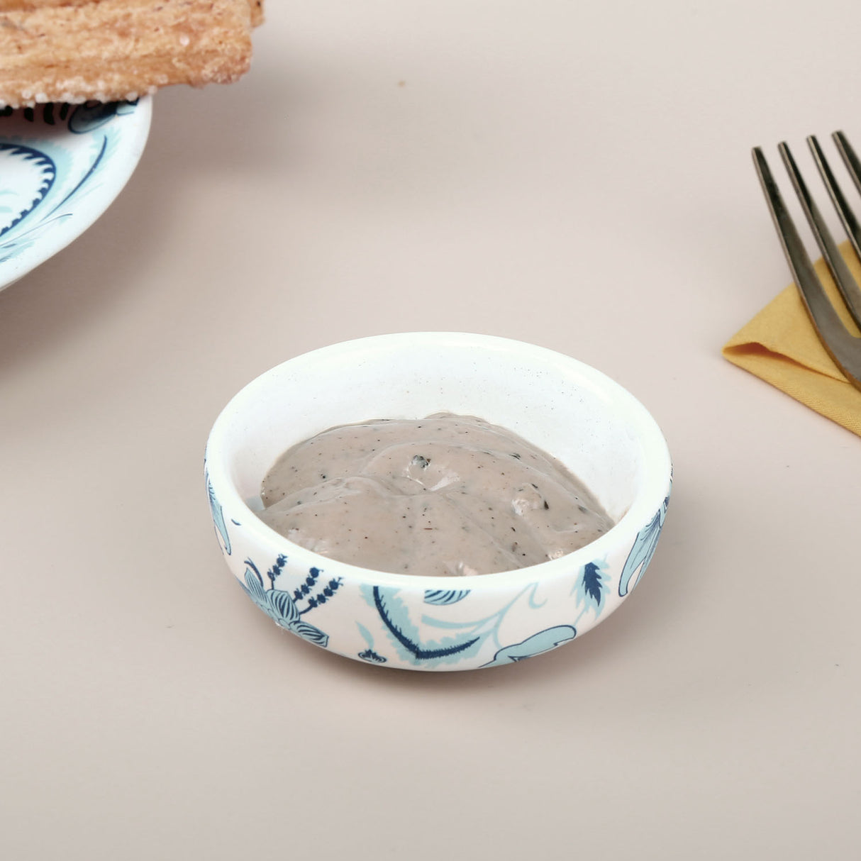 Stoneware Serving Dip Bowl- Glassy Blue