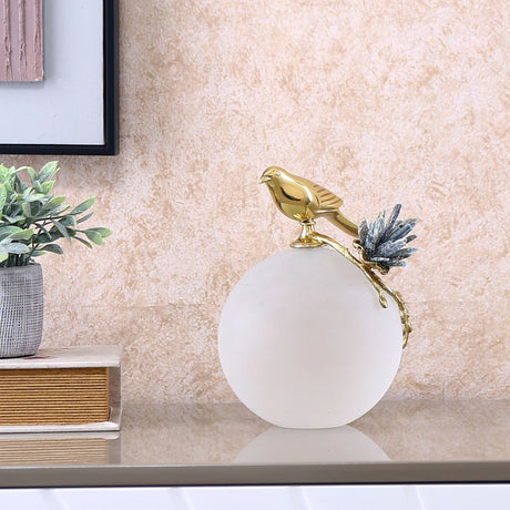 Nilkamal Bird On Ball Metal Showpiece (Large, Gold)