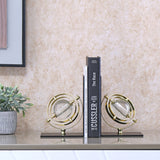 Nilkamal Iron Crystal Globe Bookends Black Gold