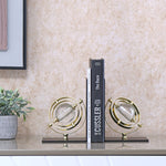 Iron & Crystal Globe Bookends- Black & Gold