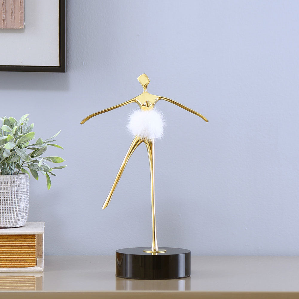 Ballerina Dancing Metal Showpiece- Gold