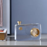 Crystal Camera Large Decorative Showpiece- Gold & Transparent