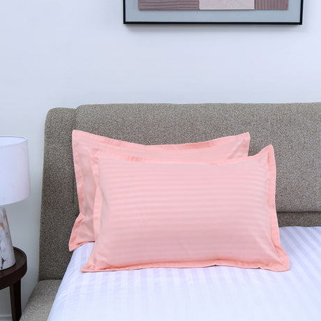 Nilkamal Stripes Microfiber 17 X 27 Pillow Covers Set Of 2 Pink