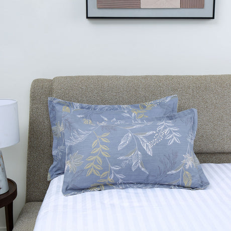 Nilkamal Leaf Design Microfiber 17 X 27 Pillow Covers Set Of 2 Grey