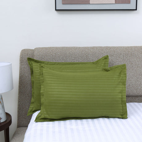 Nilkamal Stripes Microfiber 17 X 27 Pillow Covers Set Of 2 Green