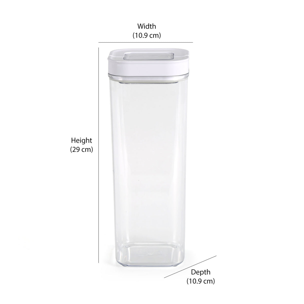 Square Shape 2300 ml Fliplock Canister (Transparent)