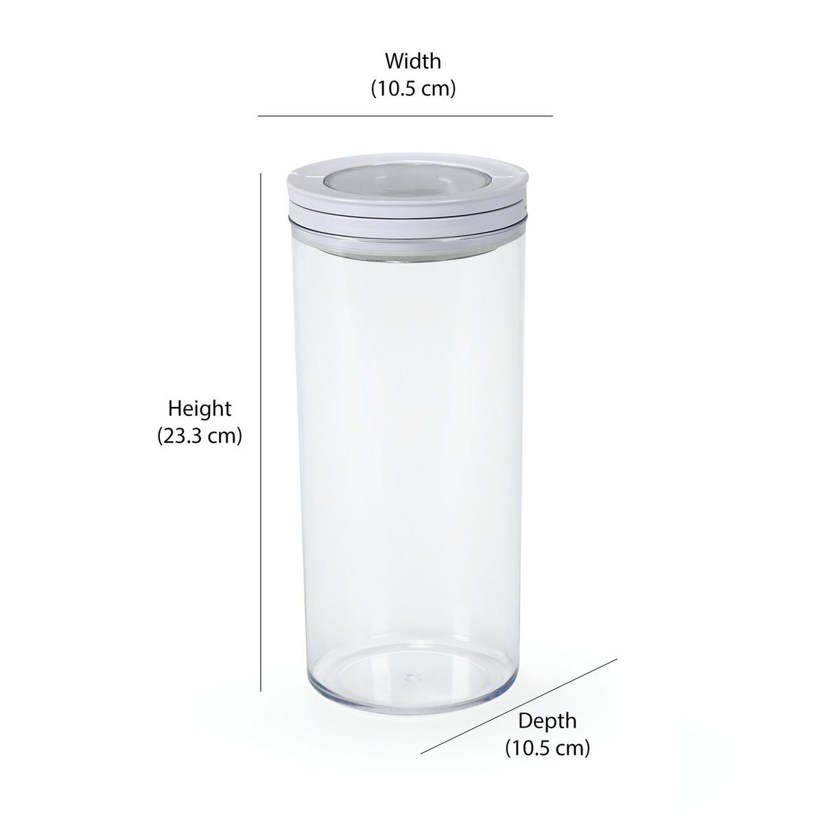 Round Shape 1350 ml Fliplock Canister (Transparent)