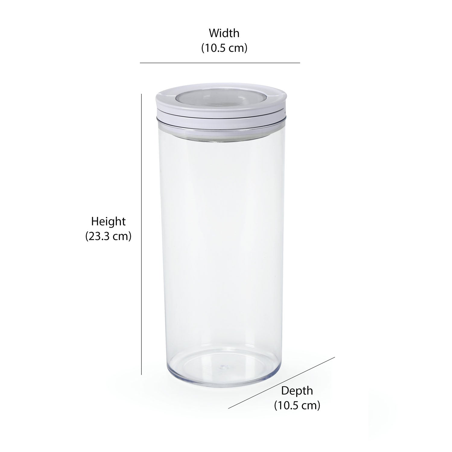 Round Shape 1350 ml Fliplock Canister (Transparent)