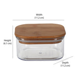 Square Shape 450 ml Container with Bamboo Lid (Transparent)