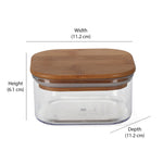 Square Shape 450 ml Container with Bamboo Lid (Transparent)
