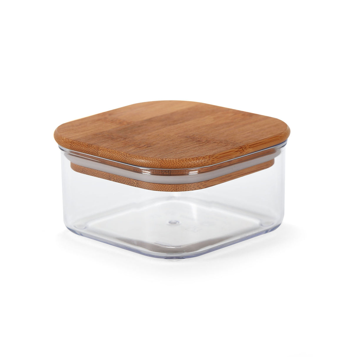 Square Shape 450 ml Container with Bamboo Lid (Transparent)