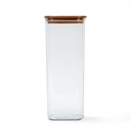 Square Shape 2300 ml Canister with Bamboo Lid (Transparent)