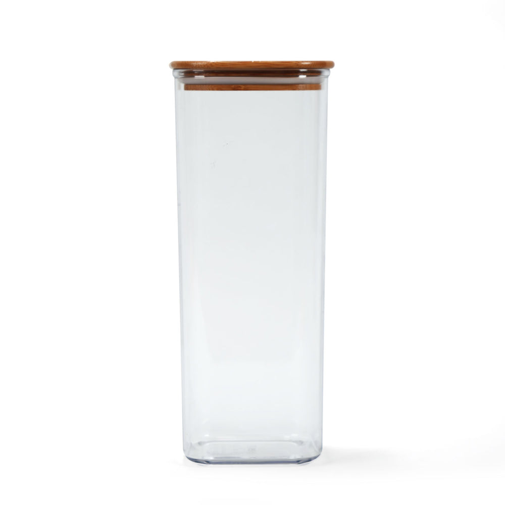 Square Shape 2300 ml Container with Bamboo Lid (Transparent)