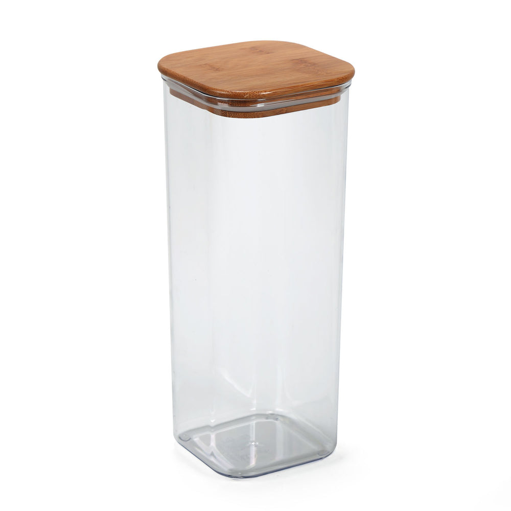 Square Shape 2300 ml Container with Bamboo Lid (Transparent)