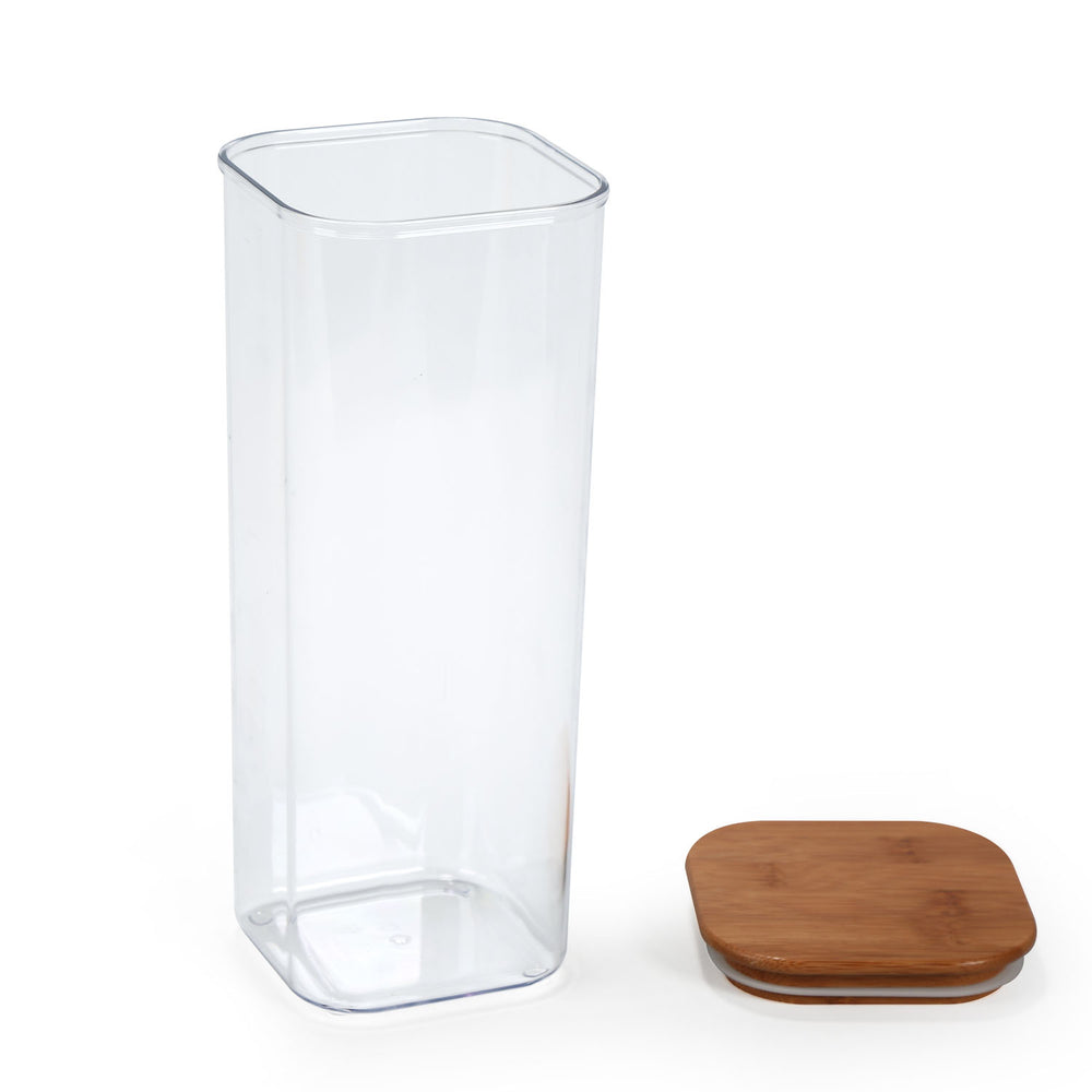 Square Shape 2300 ml Container with Bamboo Lid (Transparent)