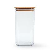 Square Shape 1700 ml Container with Bamboo Lid (Transparent)