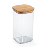 Square Shape 1700 ml Container with Bamboo Lid (Transparent)