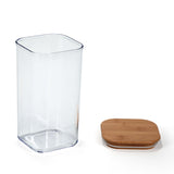 Square Shape 1700 ml Container with Bamboo Lid (Transparent)