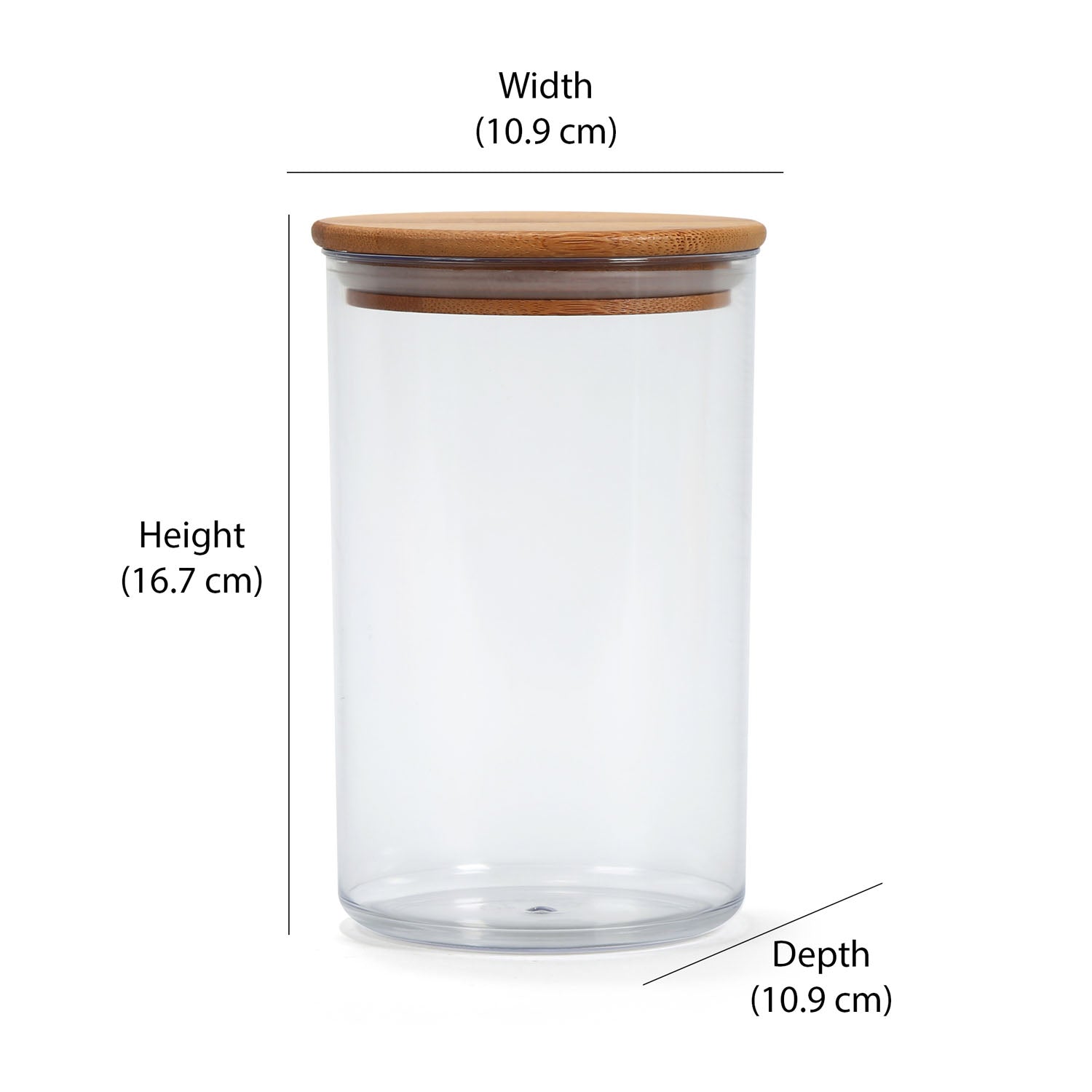 Round Shape 1000 ml Container with Bamboo Lid (Transparent)