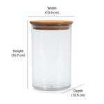 Round Shape 1000 ml Container with Bamboo Lid (Transparent)