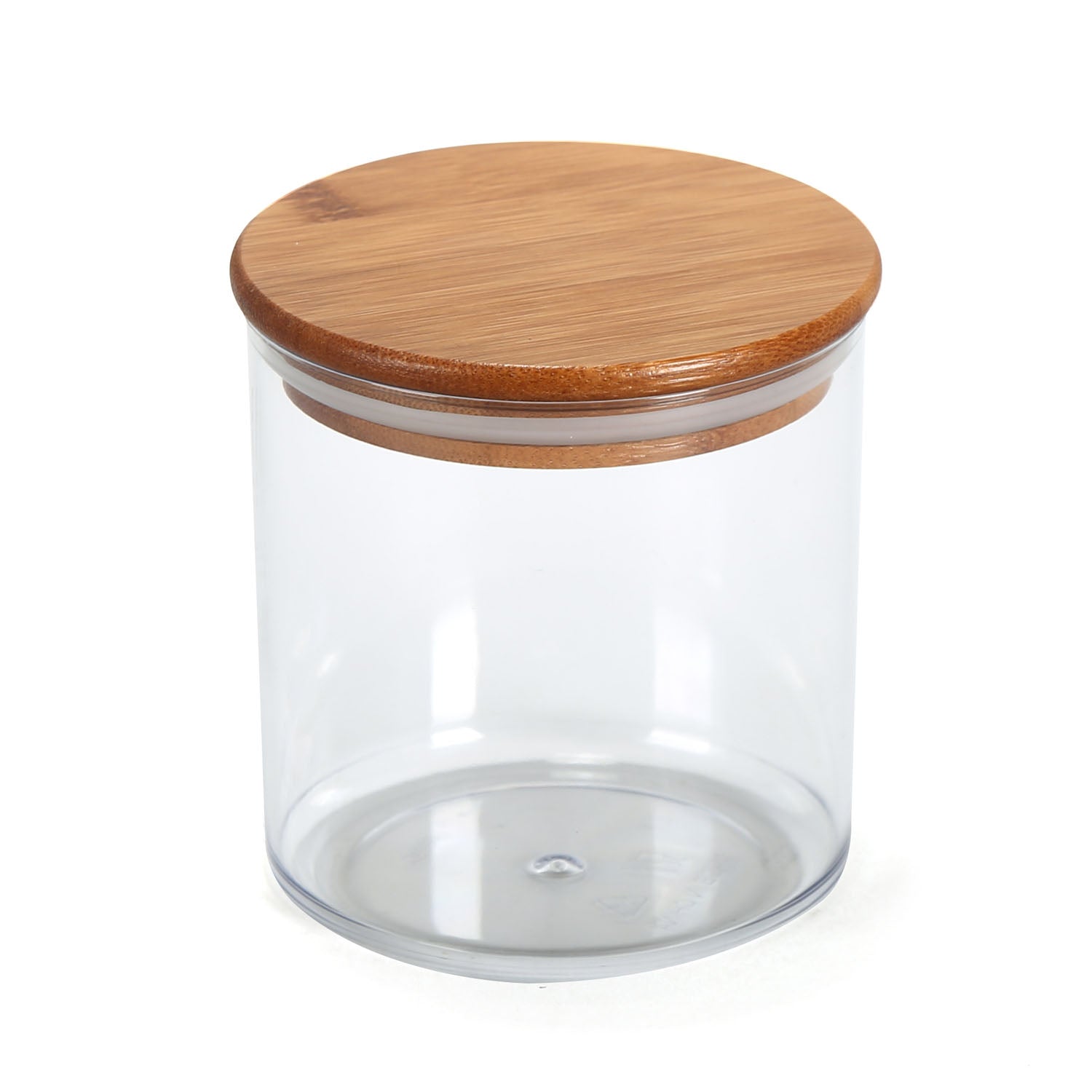 Round Shape 660 ml Container with Bamboo Lid (Transparent)