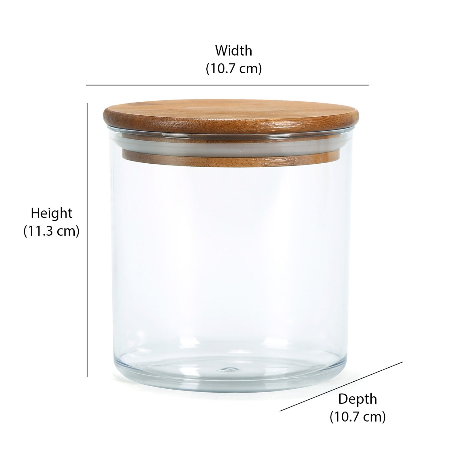 Round Shape 660 ml Container with Bamboo Lid (Transparent)