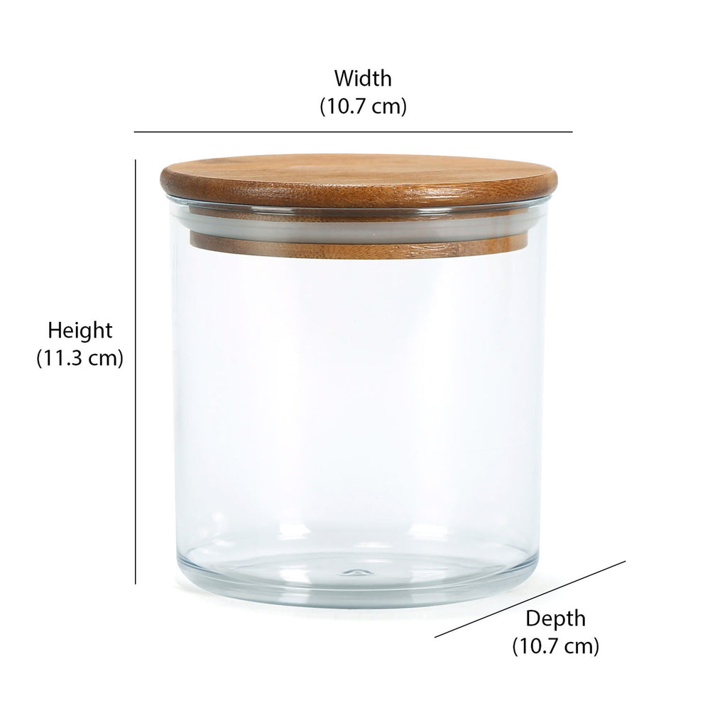 Round Shape 660 ml Container with Bamboo Lid (Transparent)